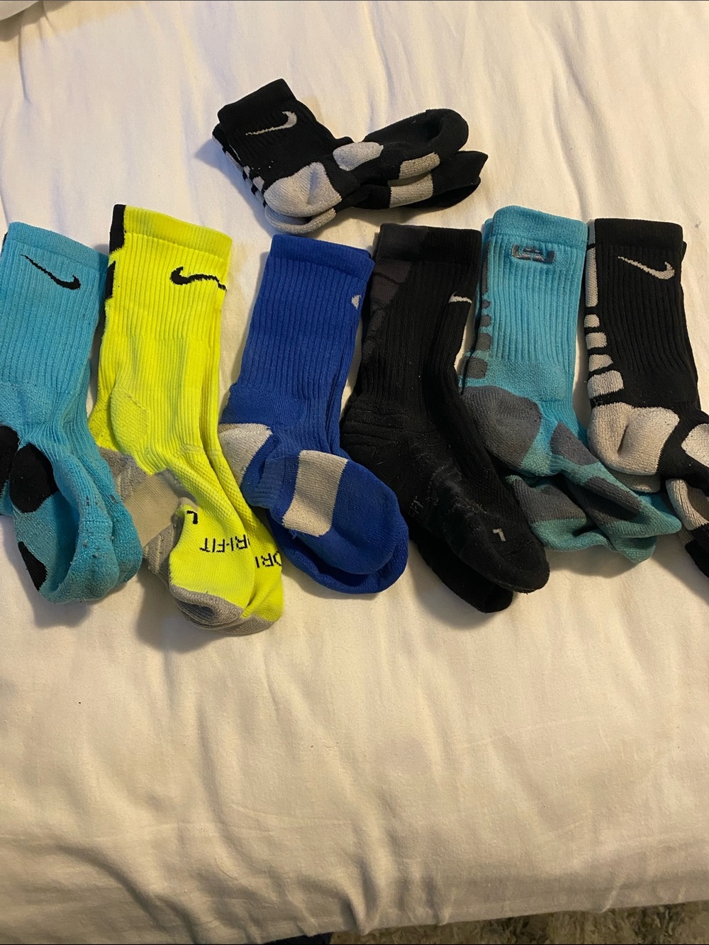 Nike Athletic Cushioned Crew Socks - Black, Blue, Teal, Neon Yellow